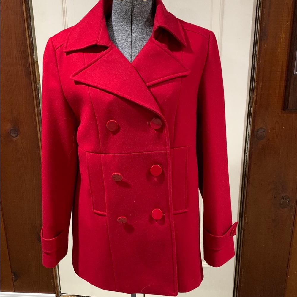 Triple button wool pea coat blazer